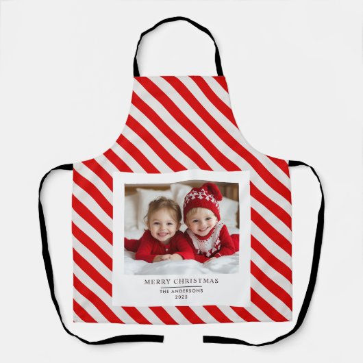 「写真パーソナライズされた付きメリークリスマスエプロン エプロン (正面)
