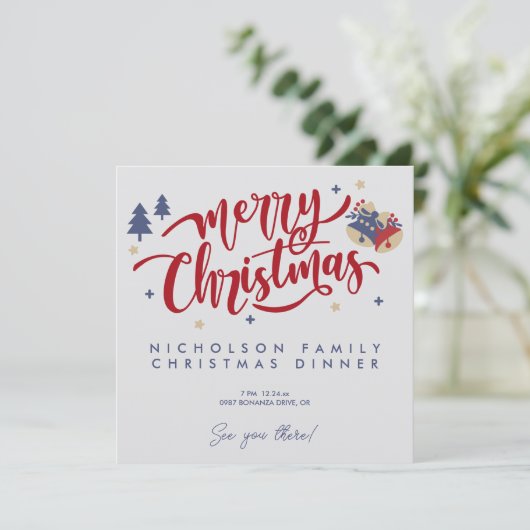 写真パーソナライズされた付き家族クリスマス 招待状 (スタンド正面)