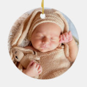 写真パーソナライズされた付き第1回クリスマス雪だるま セラミックオーナメント (裏面)