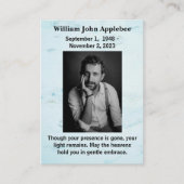 写真パーソナライズされた付き葬式の同情カード コーリングカード (正面)