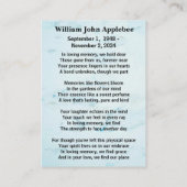 写真パーソナライズされた付き葬式の同情カード コーリングカード (裏面)