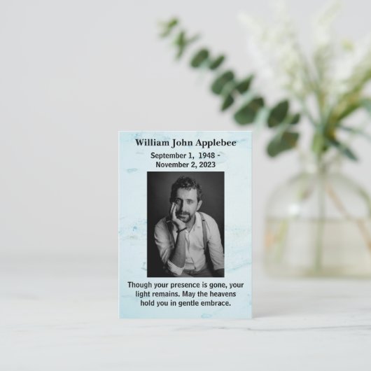 写真パーソナライズされた付き葬式の同情カード コーリングカード (スタンド正面)