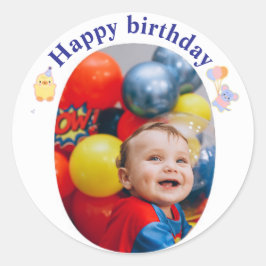 写真パーソナライズされた付き誕生日シール ラウンドシール