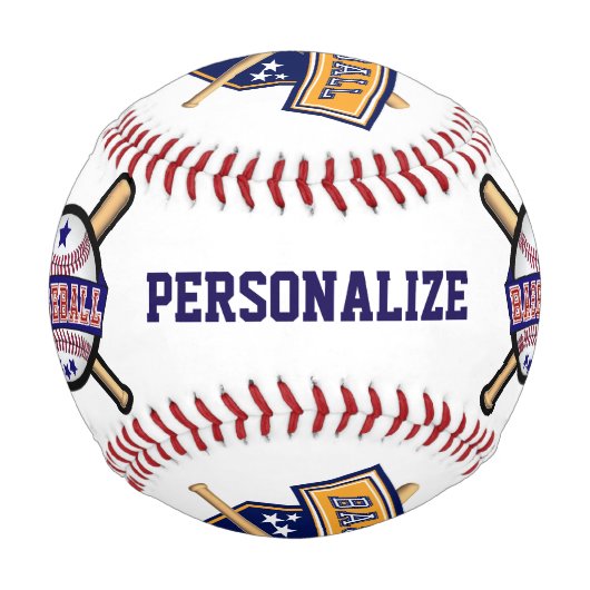 写真パーソナライズされた付き野球 – Dark Blue 野球ボール (裏面)