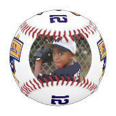 写真パーソナライズされた付き野球 – Dark Blue 野球ボール (正面)