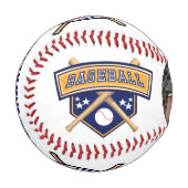 写真パーソナライズされた付き野球 – Dark Blue 野球ボール (正面左)