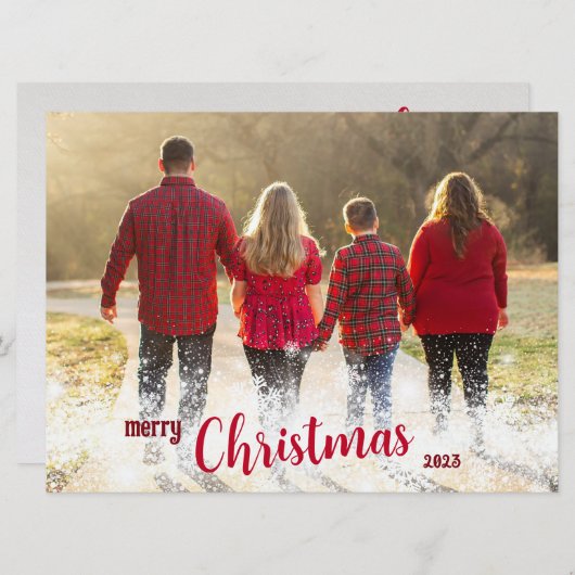 写真パーソナライズされた付きMerry Christmas Card シーズンカード (正面/裏面)