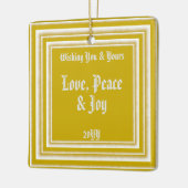 写真パーソナライズされた休日の希望、ヴィンテージ金ゴールド セラミックオーナメント (左)