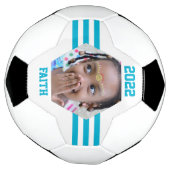 写真パーソナライズされた保存ティール（緑がかった色）ストライプ サッカーボール (回転)