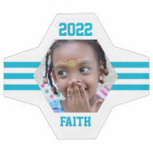 写真パーソナライズされた保存ティール（緑がかった色）ストライプ サッカーボール (フラット)