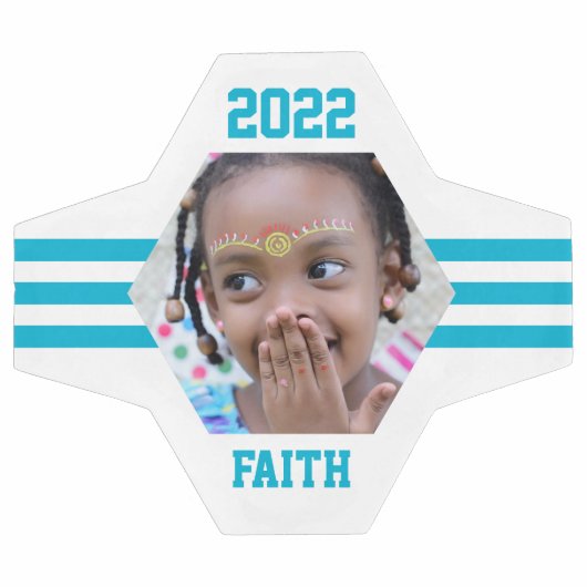 写真パーソナライズされた保存ティール（緑がかった色）ストライプ サッカーボール (フラット)