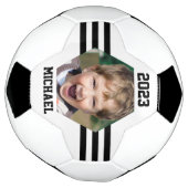 写真パーソナライズされた保存ブラックストライプ サッカーボール (回転)