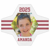 写真パーソナライズされた保存深い赤ストライプ サッカーボール (フラット)