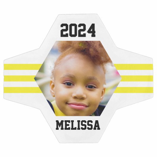 写真パーソナライズされた保存黄色のストライプ サッカーボール (フラット)