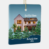 写真パーソナライズされた初のホームクリスマス セラミックオーナメント (右)