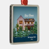 写真パーソナライズされた初のホームクリスマス メタルオーナメント (右)