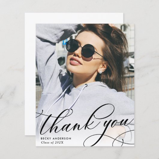写真パーソナライズされた卒業サンキューカード (正面/裏面)