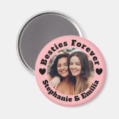 写真パーソナライズされた友最高の達BFFピンク マグネット (正面/裏面)