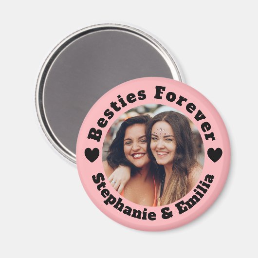 写真パーソナライズされた友最高の達BFFピンク マグネット (正面/裏面)