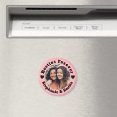 写真パーソナライズされた友最高の達BFFピンク マグネット (インサイチュ (食洗機))