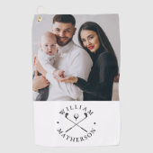 写真パーソナライズされた名クラブとボール ゴルフタオル (正面)