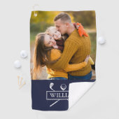 写真パーソナライズされた名ネイビーブルーゴルフクラブボール ゴルフタオル (インサイチュ)