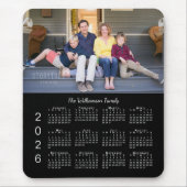 写真パーソナライズされた名ブラック2026カレンダー マウスパッド (正面)