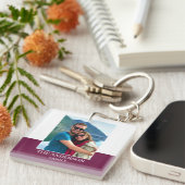 写真パーソナライズされた名プラムモダン キーホルダー (正面右)