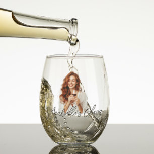 写真パーソナライズされた名モノグラムギフト ステムなしワイングラス