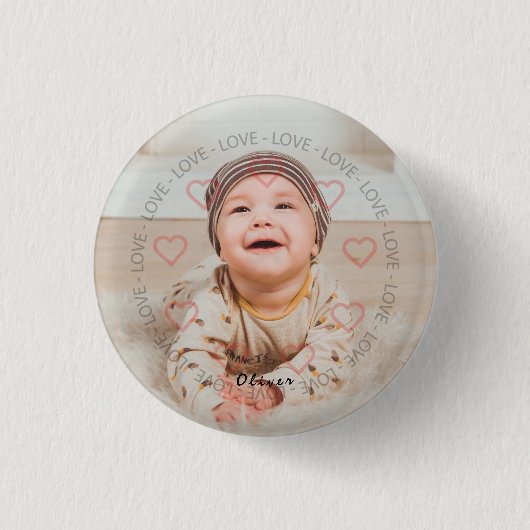 写真パーソナライズされた名丸ボタン 缶バッジ (正面)