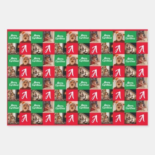 写真パーソナライズされた名前をカスタムするメリー・クリスマス ラッピングペーパーシート