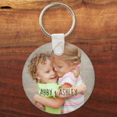 写真パーソナライズされた名可愛いタイポグラフィ記念 キーホルダー (正面)