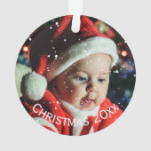 写真パーソナライズされた名年雪オーナメント オーナメント (裏面)
