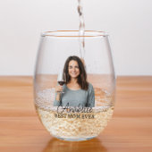 写真パーソナライズされた名最高のMom Ever Gift ステムなしワイングラス