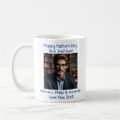 写真パーソナライズされた名父の日の青エレガント コーヒーマグカップ (左)
