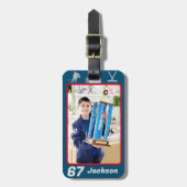 写真パーソナライズされた名番号ホッケーバッグラベル ラゲッジタグ (正面縦)