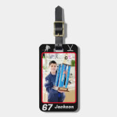 写真パーソナライズされた名番号ホッケーバッグラベル ラゲッジタグ (正面縦)