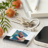 写真パーソナライズされた名白黒モダン キーホルダー (正面右)