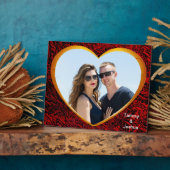 写真パーソナライズされた名金ゴールドハート赤抽象芸術 フォトプラーク (側面)