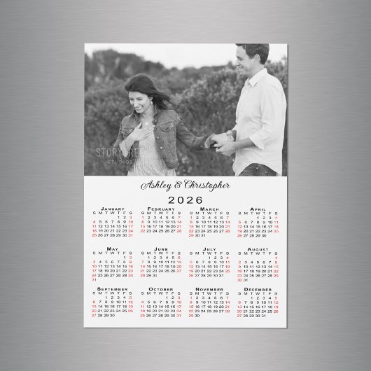 写真パーソナライズされた名2026カレンダー磁石