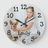 写真パーソナライズされた名 ラージ壁時計 (正面)
