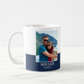 写真パーソナライズされた名(濃青モダン) コーヒーマグカップ (左)