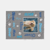 写真パーソナライズされた名 |灰色の犬 フリースブランケット (正面(横))