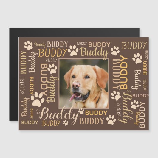 写真パーソナライズされた名 | 犬用カード磁石 (正面/裏面)