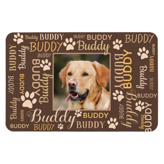 写真パーソナライズされた名 |犬 マグネット (横)