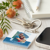 写真パーソナライズされた名(青モダン) キーホルダー (正面右)