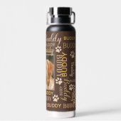 写真パーソナライズされた名 |黒犬 ウォーターボトル (背面)