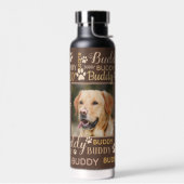 写真パーソナライズされた名 |黒犬 ウォーターボトル (左面)