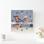 写真パーソナライズされた壁時計、正方形または円形 スクエア壁時計 (ホーム)