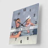 写真パーソナライズされた壁時計、正方形または円形 スクエア壁時計 (傾斜)